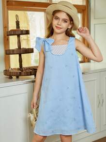 Hapijoa Tween Girls Daily Casual Fall Dress - Blue - View 2