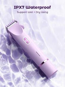 Teckwe Women Bikini Trimmer, Dual-Head Hair Trimmer For Women, 2-In-1 Bikini Shaver With Ceramic Blade Heads & Type-C Charging Port, Electric Razors For Women Pubic Hair,Underarms,Legs,Arms,Face,Purple - Purple - View 6