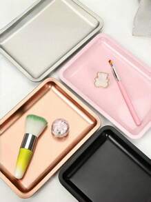 1 件不锈钢化妆品收纳托盘 | 珠宝收纳板 | 医生手术器械托盘 | 美甲配件托盘 | 化妆刷架 | 桌面梳妆台收纳盒 | 返校必需品 | 美容院工具 | 耐用金属托盘，用于珠宝展示、指甲油、化妆品、办公用品 - 彩色 - 查看 3