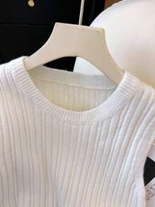 Chiquease Áo hai dây cổ tròn thời trang tối giản, vừa vặn dành cho nữ, đa năng khi đi làm - trắng - Xem 6