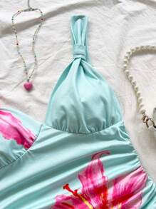 Soleia 女士度假花卉印花扭纹前背心，浪漫日常/休闲装，适合约会、海滩、音乐节 - 彩色 - 查看 5