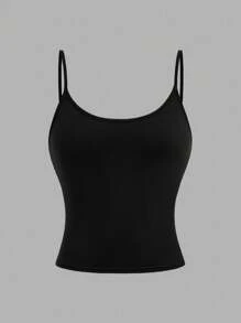 Girlism 4pcs Tween Girls' Casual Sports Minimalist Solid Color Fitted Cropped Camisole Tank Top Set