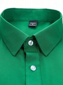 Manfinity Homme Men's Numeric Embroidered Single-Breasted Casual Western Shirt - Olive Green - View 3