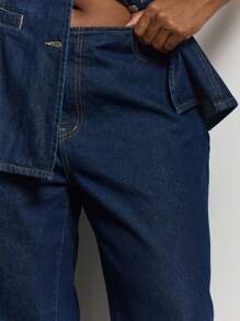 MUSERA Jeans de talla grande de colección romántica, elegante y de vacaciones de verano, lavado oscuro y elegante - Azul lavado oscuro - Ver 5