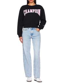 Champion Casual Versatile Letter Embroidered Crew Neck Sweatshirt - Black - View 3