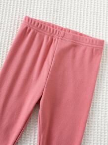 Cozy Pixies 女婴两件套柔软针织植物花卉图案圆领长袖毛衣上衣和松紧腰裤套装 - 杏色 - 查看 4