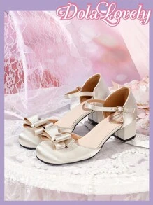 Dola Lovely 优雅蝴蝶结玛丽珍高跟鞋 - 杏色 - 查看 6