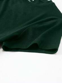 Jouncy Camiseta de cuello redondo ajustada verde oliva sólida para mujer - Verde Oscuro - Ver 5