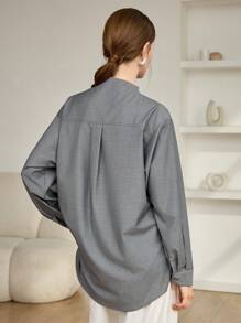 Dazy-Less Ample cache-épaules femme à manches longues, couleur unie, avec cordon de serrage, style décontracté chic. Design simple, convient pour le bureau, les déplacements, le printemps/l'automne