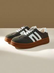 CUCCOO EASI Women's Fashion White German Shepherd Thick Sole Casual Sneakers - Dark Grey - View 2