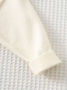 Cozy Pixies 2件套女婴蝴蝶结装饰圆领长袖毛衣和松紧腰长裤套装 - 杏色 - 查看 5