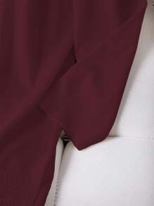 Linhara Cárdigan casual versátil de talla grande de unicolor - Burdeos - Ver 4
