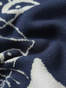 Manfinity Homme 男士休闲猫咪图案针织背心，适合返校季和秋冬季穿着 - 彩色 - 查看 5