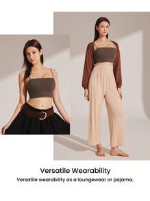 LUVLETTE Dream Curve 2ndSkin 无线无缝内置文胸运动健身内衣作为外套基本款 SizeFreedom 吊带背心抹胸装舒适必备单品也适合青少年女孩和儿童 - 巧克力棕 - 查看 7