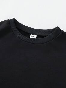 Tween Girls Casual Everyday Versatile Comfortable Round Neck Knitted Sleeve Cute Butterfly Graphic Sweatshirt - Black - View 5