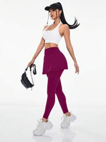 Powerista Leggings deportivos de unicolor y estilo simple para uso diario de las mujeres