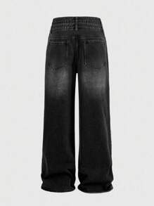 ROMWE MEN Street Life Herren Jeans mit bunter Diamant-Gürtelschlaufe und weiter Passform