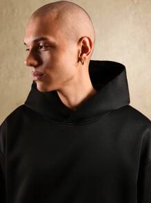 SUMWON Classic Pullover Overhead Hoodie Heavy Weight Sweatshirt Centre Pocket Casual Street Style Basic Essential Autumn Winter Layering Piece Premium Quality Hoodie Plain - Black - View 3