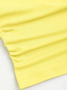 SHEIN Unity Off-The-Shoulder Backless Draped Neck Crop Top And Side Slit Skirt Set - Light Yellow - View 4