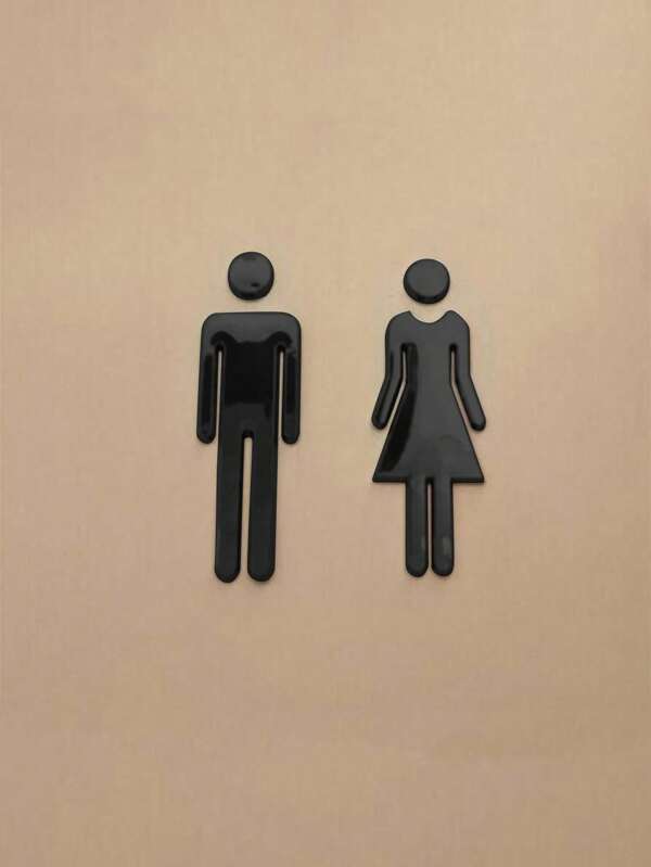 SHEIN 2 PCS WC Wall Stickers Toilet Signs Restroom Washroom Signage Plaque Mirror Surface Man & Woman Door Signs Signboard Poster Wall Doors Decor Accessories Best Gifts Birthday Graduation