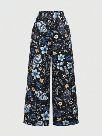 Fairycore Women's Fairycore Butterfly & Moth Floral All-Over Print Long Pants