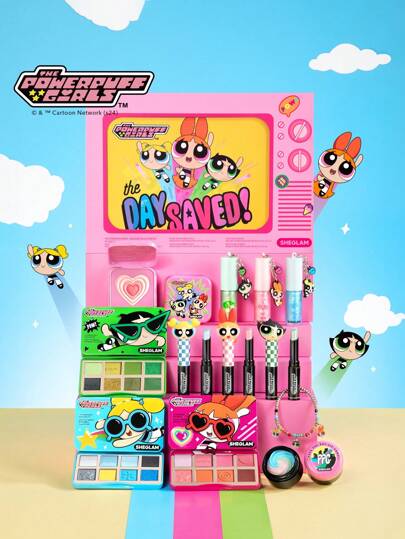 The Powerpuff Girls X SHEGLAM مجموعة كاملة من مستحضرات التجميل مع ملمع الشفاه وأحمر الخدود ولوحة ظلال العيون وصندوق هدايا مجموعة المكياج علامة تجارية جمال مكياج مستحضرات تجميل للنساء الفتيات مثالي لفصل الخريف الشتاء مثالي ل- Y2K أزياء أنيقة هدية حفلة جاهز أفضل لون