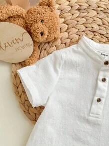 Baby Boy Half Button Shirt & Shorts