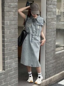 Dazy Kids Girl Teens Denim Overall Dress, Fall