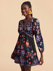 Travachic Fall/Winter Women's Outings For Holiday Date Dresses, Fall/Winter Outings For Beach Vacation V-Neck Tropical Plant Print Women's Long-Sleeved Dresses, Holiday Beach Dresses, School Uniforms, Very Simple Attire, Women's Country Clothing, Office Attire, Old Money Attire, Teacher Attire, Date Attire, Graduation Season, Fall Women's Clothing, Printed Dresses