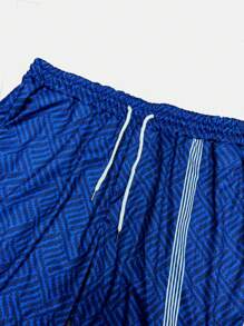 Manfinity RSRT Men's Summer Casual Contrast Stripe Polo Shirt And Shorts Set - Navy Blue - View 4