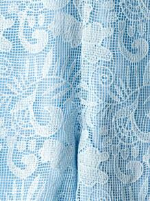Franclia Light Blue And White,Summer,Elegant,Garden Party Embroidered Deep V-Neck Sleeveless Backless Semi-Sheer Long Jumpsuit For Ladies Vacation - Black - View 6