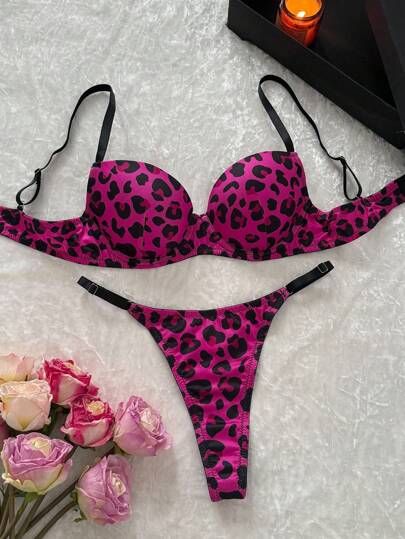 Bare Chapter Chic Paars Cheetah BH Slipje Set Everyday Com Leopard Print Lingerie Push Up ClassicAnimalPrint view 3