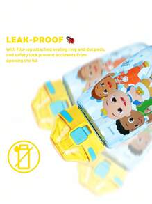 CoComelon X SHEIN Bình nước 16 Oz / 500 Ml có ống hút silicon và nắp chống tràn, thích hợp cho du lịch, tham quan và đi học - Nhiều màu - Xem 4