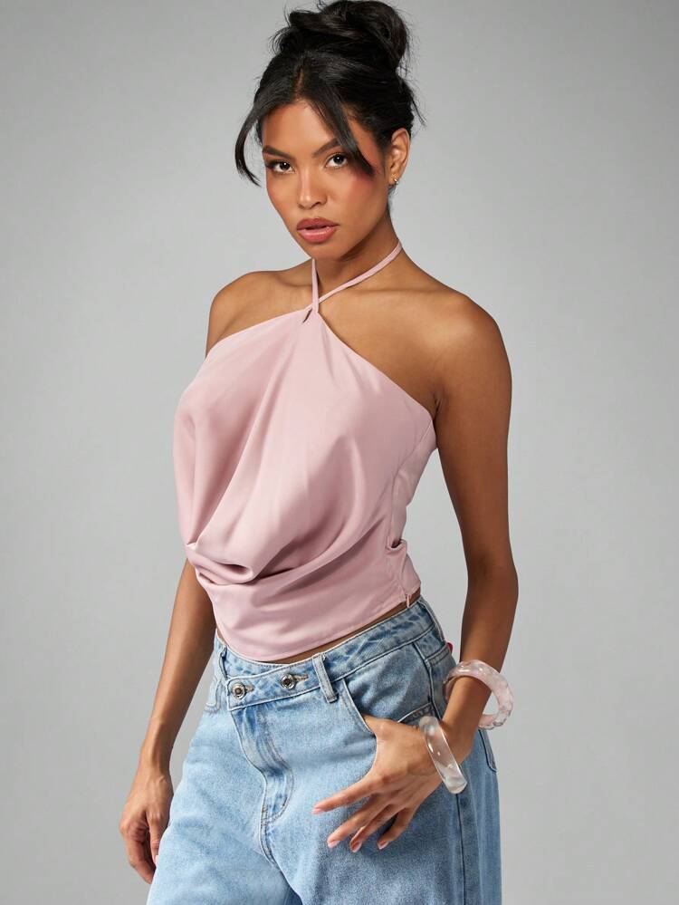MISSGUIDED Camicetta con scollo all'americana, drappeggiata e con fiocco sul retro