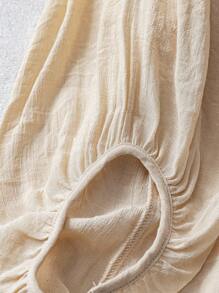 Linhara Plus Size Casual Solid Color Long Sleeve Shirt, Suitable For Summer - Apricot - View 4