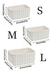 Hand - Woven Storage Basket Set, 1 Piece Or 3 - Piece Set. Storage Baskets Made Of Paper - Rope Material, Suitable For Home Organization And Storage. They Are Applicable To Living Rooms, Bedrooms, Cabinets And Offices, And Can Be Used For Home Decoration And Farmhouse Decoration. (Small + Medium + Large). Shelf Baskets.