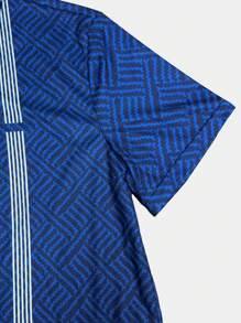 Manfinity RSRT Men's Summer Casual Contrast Stripe Polo Shirt And Shorts Set - Navy Blue - View 3