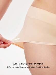 LUVLETTE Plus 2-Pack Airy Cotton High Waist Briefs Waist Tummy Control Women Basic Underwear Panties Set Nude Panties