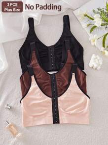 SHEIN Set de 3 piezas de sujetador deportivo con cierre delantero y bloques de color, mallas, top corto para yoga para mujer talla grande, resistente a los saltos, ropa de gimnasio, fitness y carrera - Multicolor - Ver 5