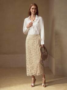 MOTF PREMIUM SCALLOP TRIM LACE SKIRT - Apricot - View 2