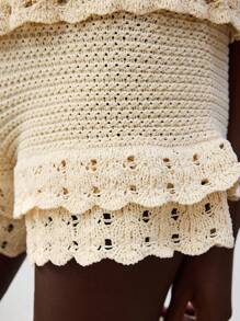 Maija 2025 New Casual Fashionable Apricot Color Knitted Shorts In Fall/Winter, Christmas Women's Clothing - Dusty Pink - View 3