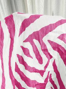 SHEIN EZwear 洋红色斑马纹大码休闲直筒裤 - 玫紅色 - 查看 6