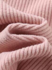 Cozy Pixies 4pcs/Set Baju Bayi Perempuan Rajut Warna Polos Lembut Leher Bulat Lengan Panjang Atasan dan Celana Panjang Pinggang Elastis Set Bayi Perempuan Bergaris Hangat - Aprikot - View 7