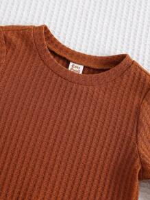 Cozy Pixies 2件套男婴针织柔软圆领长袖运动衫和松紧腰裤套装 - 乾枯玫瑰色 - 查看 4