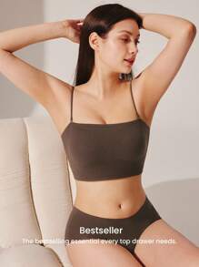 LUVLETTE Dream Curve 2ndSkin 无线无缝内置文胸运动健身内衣作为外套基本款 SizeFreedom 吊带背心抹胸装舒适必备单品也适合青少年女孩和儿童 - 巧克力棕 - 查看 8