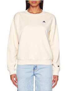 Champion Hanorac casual cu mânecă lungă și guler rotund pentru femei, cu imprimeu de litere, cu umeri căzuți