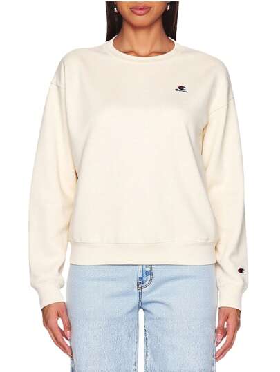 Champion Women's Letter Print Round Neck Drop Shoulder Long Sleeve Casual Sweatshirt