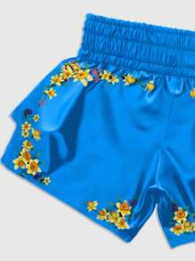ROMWE MEN Street Life Shorts de boxeo de verano informales con cintura elástica y estampado de anime creativo para hombres - Azul - Ver 3