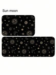 ROMWE Goth 1 buah Keset Dapur Motif Ngengat - Keset Lantai Boho Anti Selip dengan Desain Matahari & Ombak, Alas Anti Lelah yang Dapat Dicuci untuk Area Wastafel, Kompor, Perlengkapan Dapur Dekorasi Bohemian, Dekorasi Rumah - MultiWarna - View 3