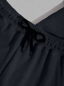 EURMUSE Men Waffle Fabric Raglan Sleeve Patched Regular T-Shirt Set - Dark Grey - View 7